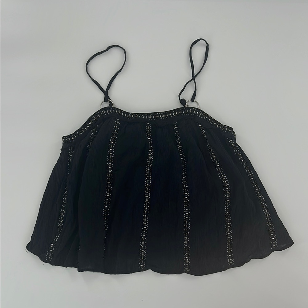 Free People Black Embellished Top